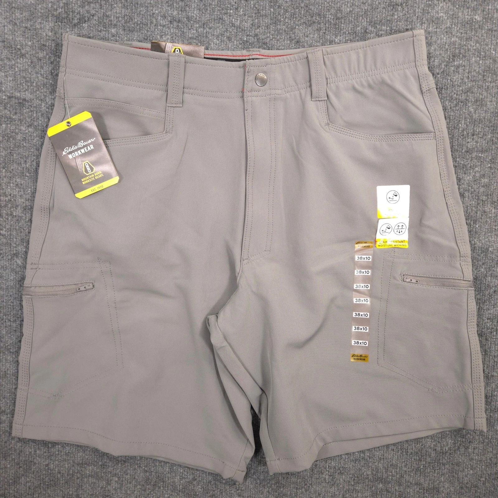 Eddie Bauer Workwear Shorts Mens 38 Gray Performance Outdoor Hiking Chore NEW