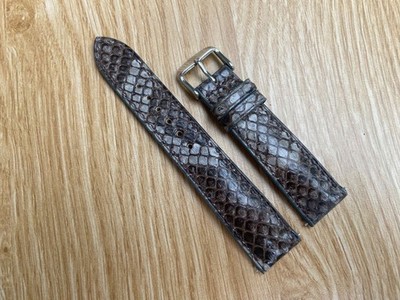 Size 22mm/20mm, Leather/Skin Snake Watch Strap Band Gray, Custom Strap.