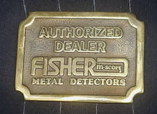 1990 Solid Brass Fisher M-scope Metal DetectorLimited DealerEdition Belt buckle