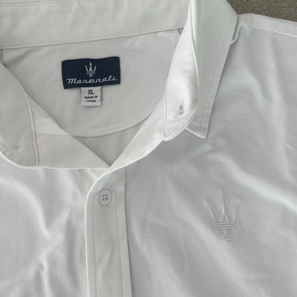 Maserati Button Up Long-Sleeve White Men's XL Embroidered Logo Front/Back - Image 3 of 4