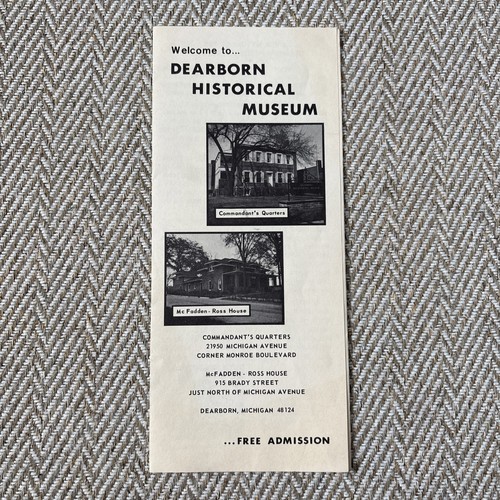 Vintage Welcome To Dearborn Historical Museum Brochure Pamphlet Souvenir