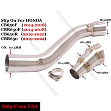 For Honda CB650F CB650R CBR650F CBR650R Motorcycle Exhaust Mid Link Pipe 60.5MM
