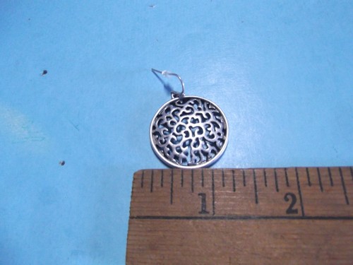 Fashion Jewelry 9"in Silver Tone Circle Pendent Matching w/Wire Dangle Earrings - Picture 6 of 8