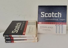 4 SCOTCH 111 7" REEL TO REEL RECORDING TAPES 1.5 SILICONE BACKING 1/4" X 1200'