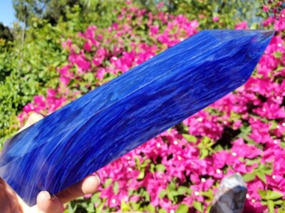 1008G   Blue Lava Obelisk Quartz Crystal Wand Point Reiki Healing