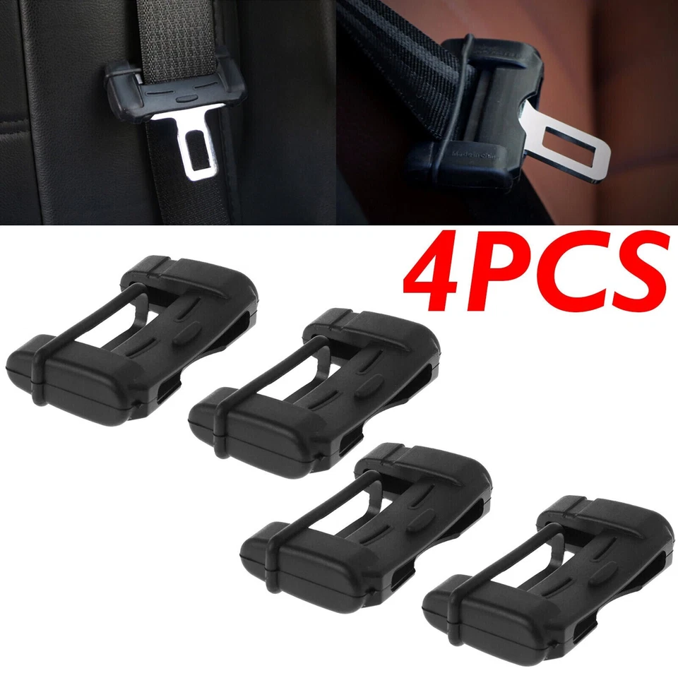 4PC Car Black Seat Belt Buckle Clip Anti-Scratch Protector Cover SUV Accessories - Изображение 2 из 4