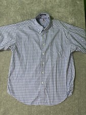 Tommy Hilfiger Plaid Button Down Shirt Men Blue 80s 2 Ply Fabric Size XL