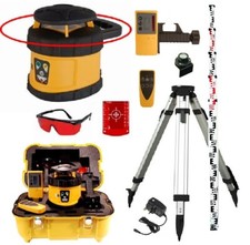 Rotary Laser Level Dual-Grade Ground-Works Set Self-Levelling w/Tripod & Staff