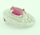 14k Solid White Gold Natural Oval Ruby & Diamond Pendant Cocktail 3.56  Carats — photo 8