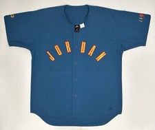 Vintage Nike Air Jordan 'Spellout Logo' Baseball Jersey Blue 1991 Rare XL