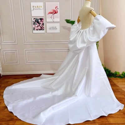 Satin Wedding Cape Train Long Brides Wraps Chapel Bridal Cloak Accessories