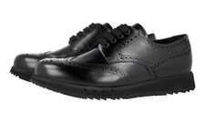 PRADA DERBY DRESS SHOES 4E3258 BLACK LEATHER FULL BROGUE NEW