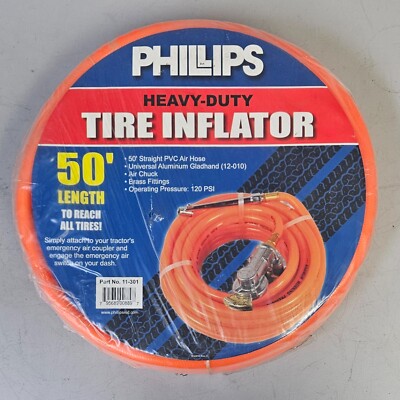 Philips 50' Heavy-Duty Tire Inflator Air Hose with Air Chuck 11-301