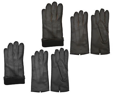 Homme Robe Mode Gants Hiver 100% Véritable Cuir Doublure Intérieure - Photo 1/2