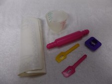 Vintage Tupperware Toys Baking set Spatulas Rolling Pin Measuring Cup Cookie mat