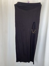 Fashion nova Maxi Skirt Black - Size Small Opening On One Leg And Has A Chain