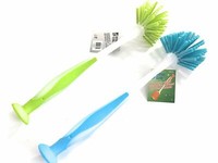 2X Kunststoff SpüLbüRste ReinigungsbüRste Mit Gummi-Griff Und Saugnapf 29Cm