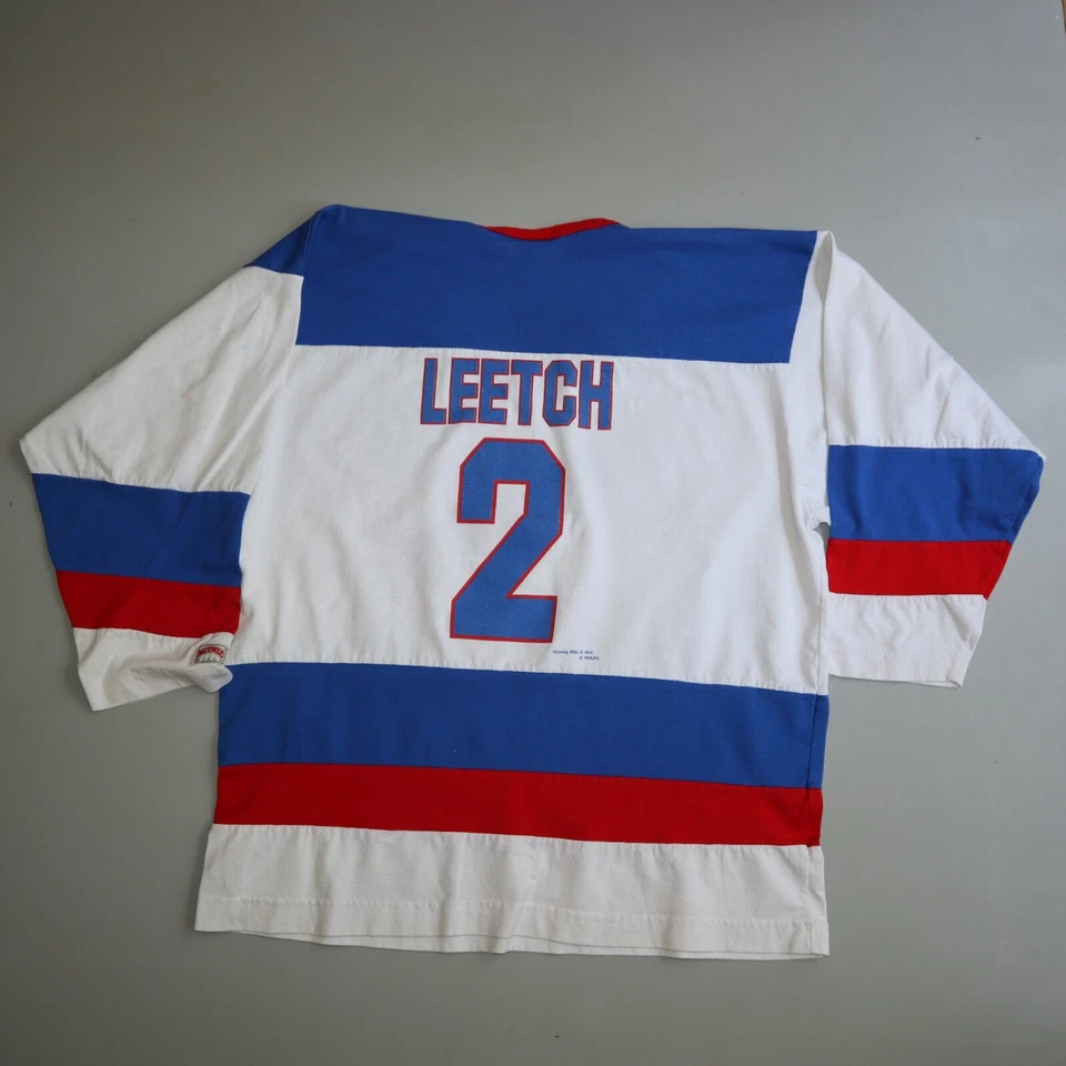 Vtg New York Rangers Shirt Jersey Large Leetch 90s Nutmeg Mills USA white NHL - Image 3 of 4