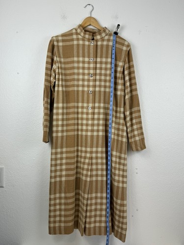 Vintage 70er Jahre Marimekko braun hellbraun kariert Knopfleiste Kleid seltene Taschen - Bild 8 von 12
