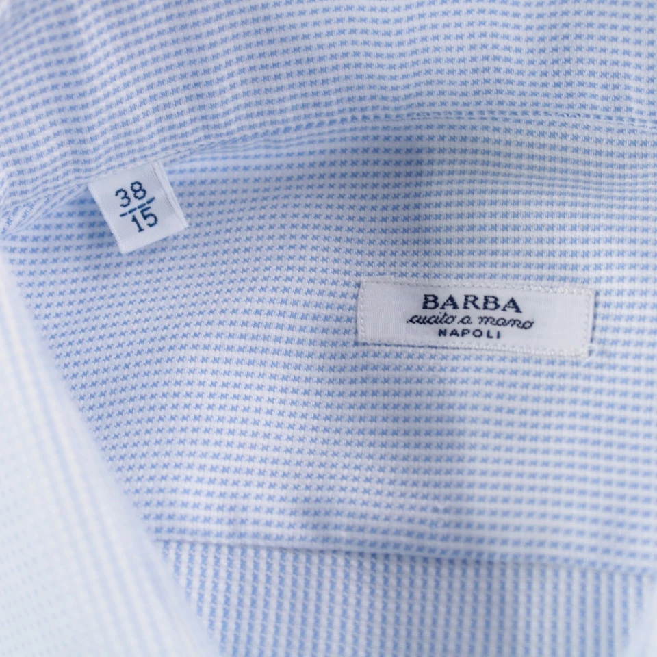 Camisa de vestir Barba nueva con etiquetas talla 15 38 en azul claro liso 100 % algodón Foto 2 de 4