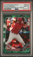2019 Bowman Draft Sapphire Nolan Gorman BDC-42 Green Refractor /50 PSA 10