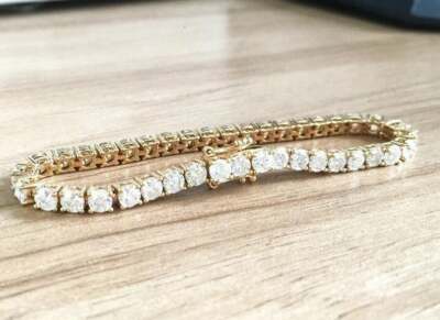 Tester Pass Moissanite 4mm Fashion Tennis Braclet 14k Yellow Gold Plated Silver