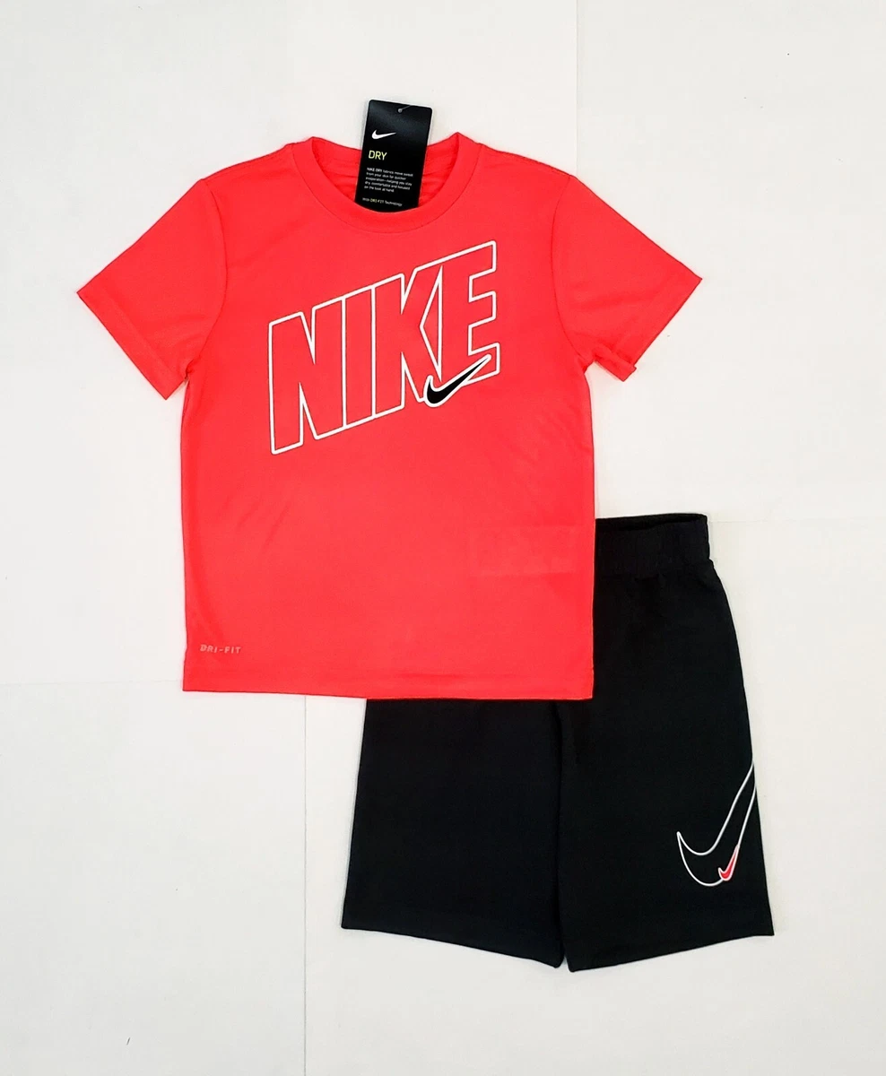 Buy Nike Kids Black & White Logo Print T-Shirt & Shorts Set for