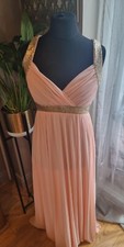 Boohoo Boutique Pink Blush Gold Sequin Panel Maxi Dress - Sz 10 - NEW