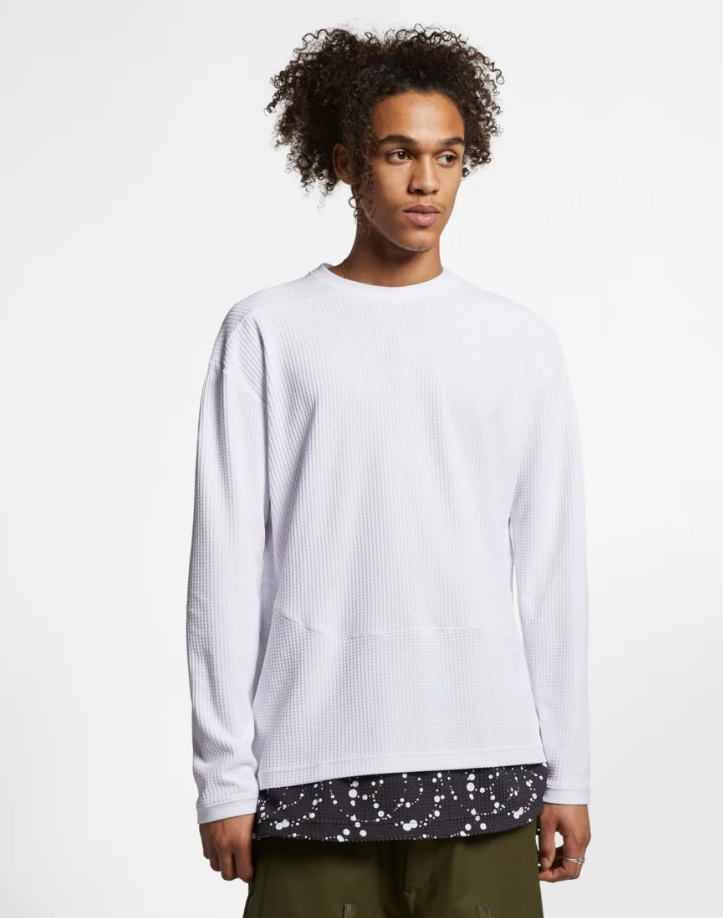 トップス NIKE ACG Waffle Top XL Nike MEN'S Nikelab ACG Waffle Long Sleeve Top Black White SIZE