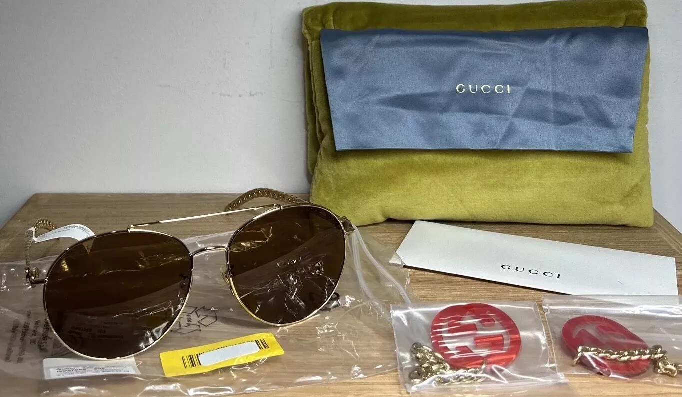 Lunettes de soleil dorées Gucci GG0725S 002 61 NEUVES