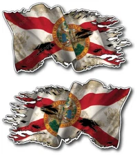 Florida Tattered State Flag American Vinyl Decal Bumper Sticker Car Truck