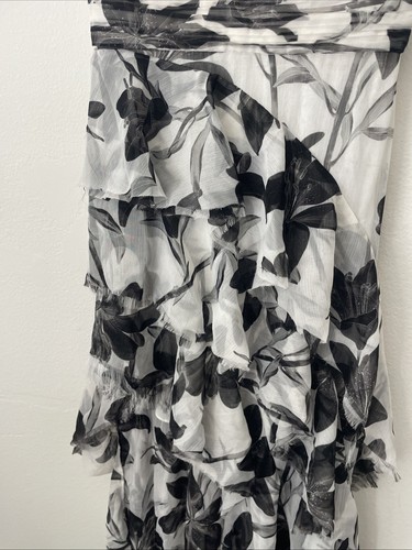 Alice + Olivia Holly MAXIKLEID HOCH NIEDRIG RÜSCHEN GEBLÜMT SCHWARZ WEISS NEU MIT ETIKETT $ 795 UVP - Bild 10 von 16