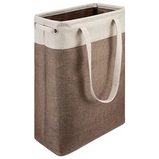 Laundry Basket with Handles Beige Brown Slim Laundry Bin Collapsible Dirty Cl...