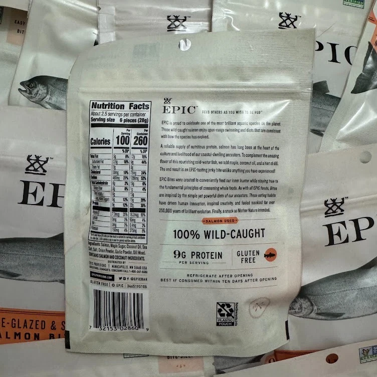 Mordeduras de salmón EPIC - capturadas en la naturaleza - 20 bolsas - bolsas de 2,5 oz cada una Foto 3 de 3