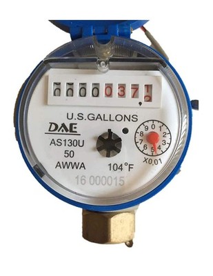 DAE AS130U-50P 1/2 Water Meter with Pulse Output, Measuring in Gallon +