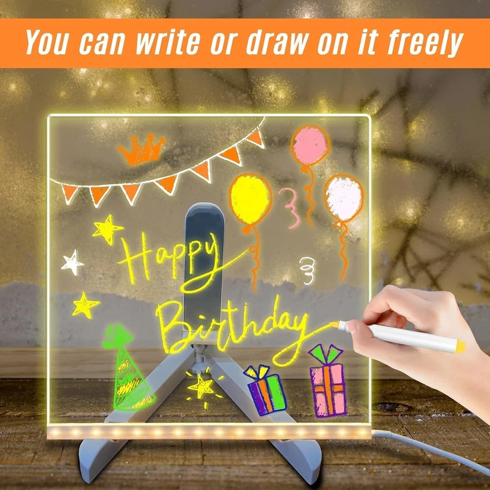 LED Note Board with Colors, Acrylic Dry Erase Board with Light, Illuminated - Image 4 of 4