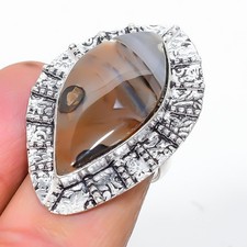 Montana Agate Gemstone Handmade 925 Sterling Silver Jewelry Ring Size 7 J382