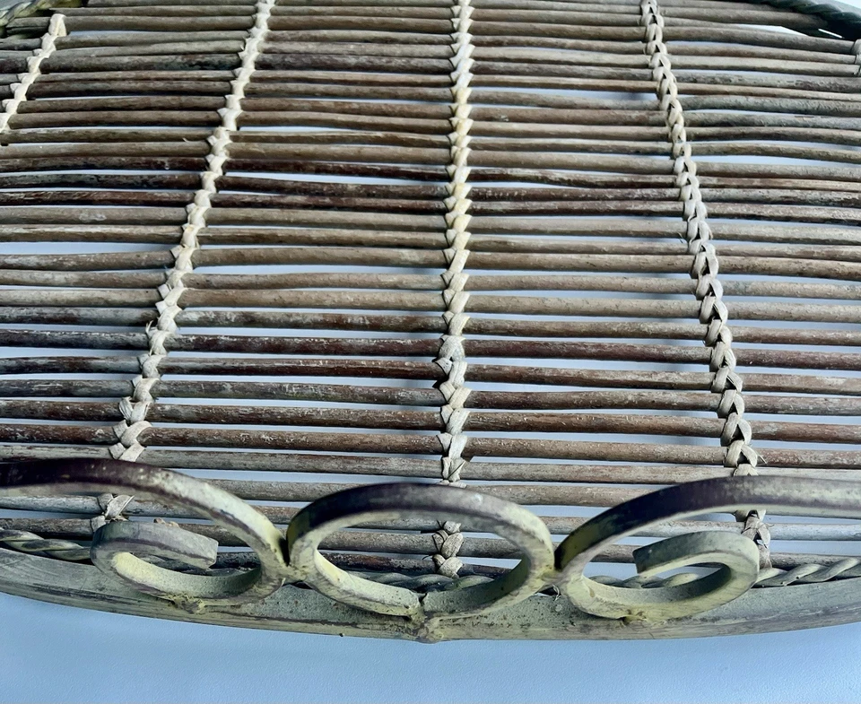Vintage Woven Rattan Serving Tray w/Metal Handles 20x14” - Image 4 of 4