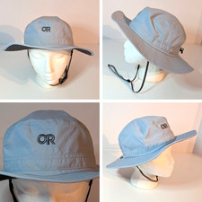 Outdoor Research Helios Sun Hat UPF 50+ Wide Brim Wicking, Hiking, Blue, Medium