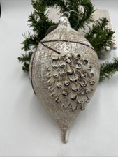 Raz Imports Glass Christmas Ornament With Pinecone Motif 10  Large NWT