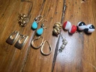 Vintage Earrings Lot Pierced Dangles, Huggies & Hoops 8 Pair Costume Jewelry