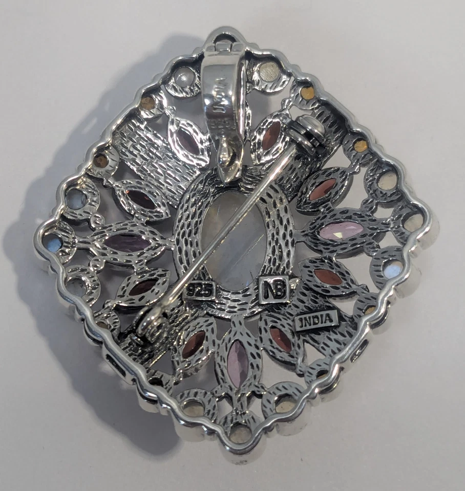** (NOS) Nicky Butler 925 S.Silver Moonstone/Multigem Brooch AP-08 - Image 3 of 4