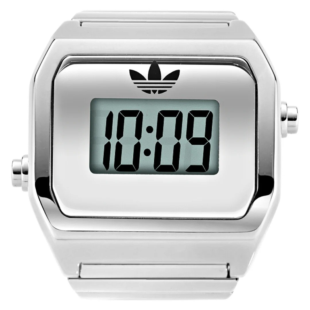 Adidas Street Digital Two Ring Watch Silver AOST26037 Unisex NEW