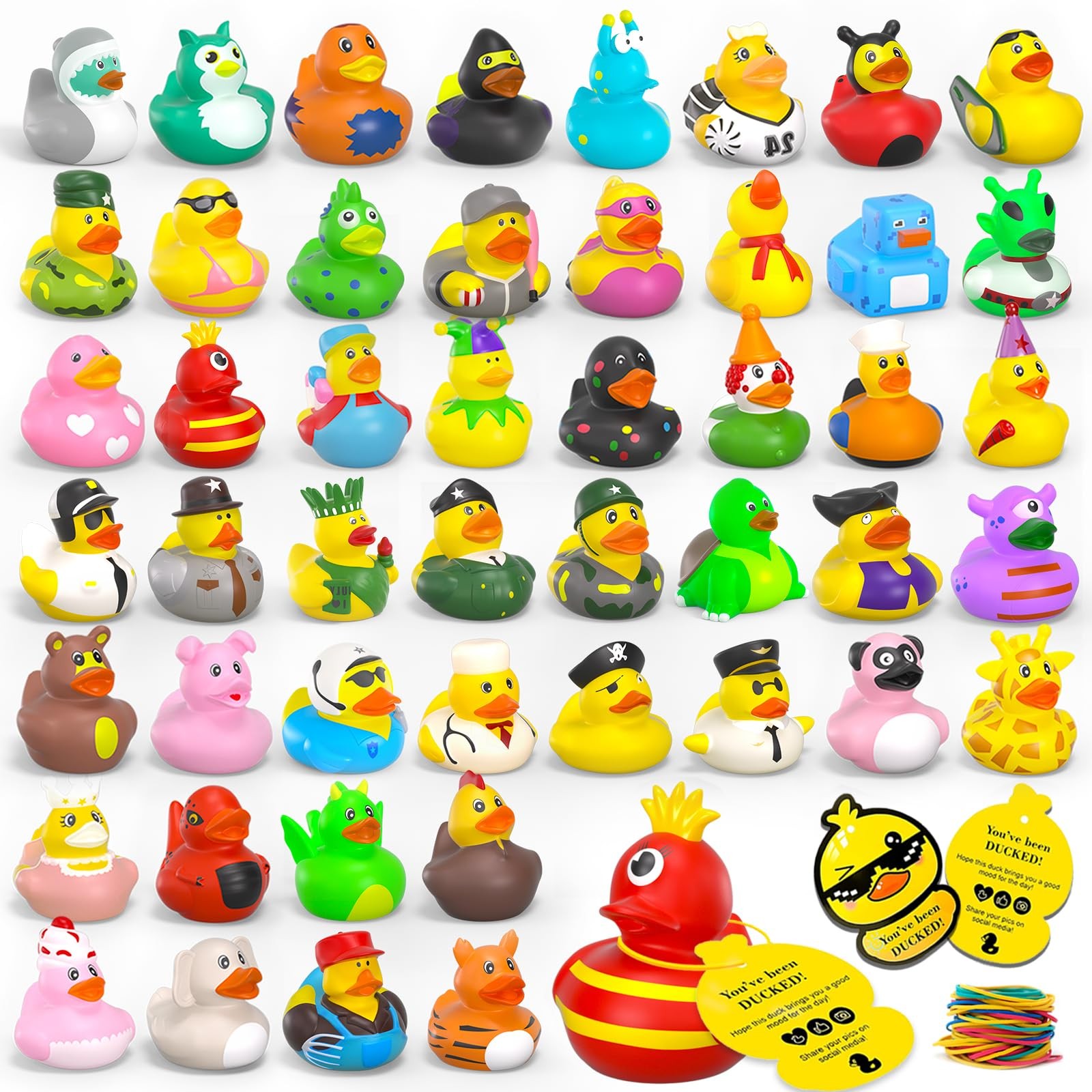 150Pcs Jeep Ducks with Tags for Ducking,50 Rubber Ducks+50 Tags+50...