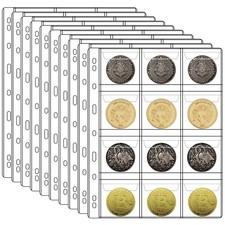 12 Pocket Coin Collection Pages 10 Sheets 9 Hole Binder Sleeves Holders