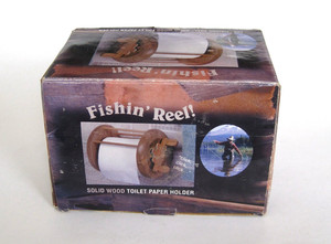 Wooden Toilet Paper Fishing Reel Lodge Camp Decor Hunting Cabin New