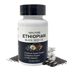 Ethiopian Black Seed Oil Softgels 4.64 Thymoquinone Gluten-Free, 60 Capsules