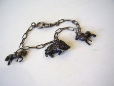 Antikes schönes Echt Silber Armband mit Tieren um 1890