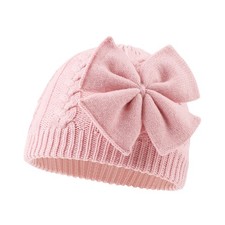 JANGANNSA Winter Warm Knitted Baby Hat for Girls Cotton Lined 2-6 Years, Pink