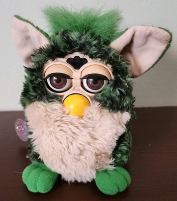 RARE HTF Green Black Turtle Furby With Brown Eyes Variant 1999 Tested Works